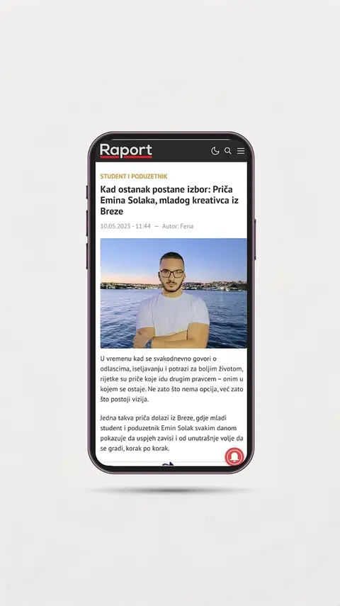 Snimak objave o Eminu Solaku na portalu Raport.ba